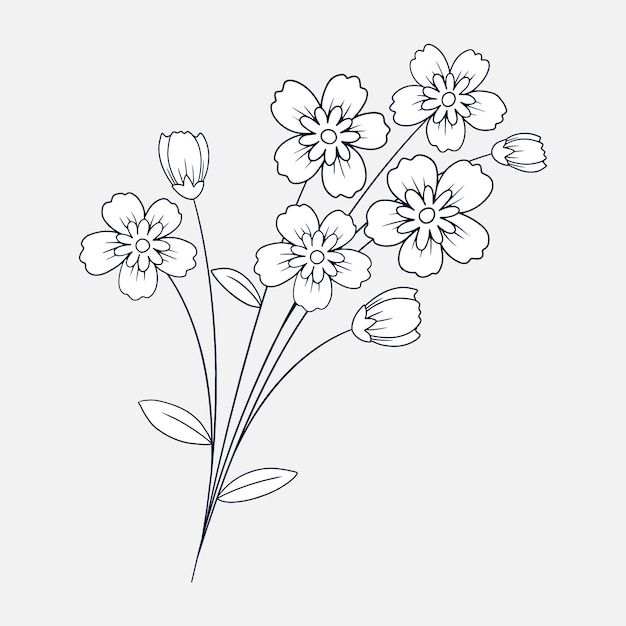 Bezpłatny wektor ręcznie rysowane płaska prosta konstrukcja kwiatowa