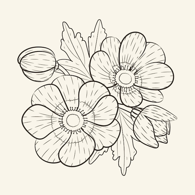 Bezpłatny wektor ręcznie rysowane prosty szkic ilustracji kwiat