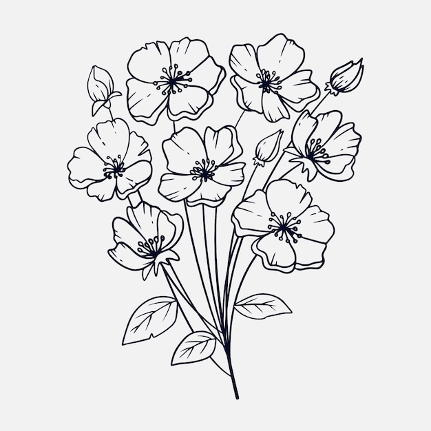 Bezpłatny wektor ręcznie rysowane prosty zarys kwiatu