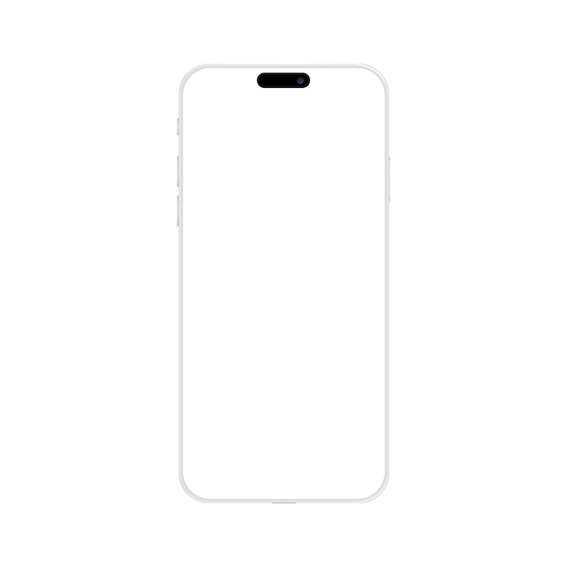 Bezpłatny wektor realistyczna makieta smartfona z widokiem z przodu. telefon komórkowy iphone biała ramka z pustym białym wyświetlaczem vector