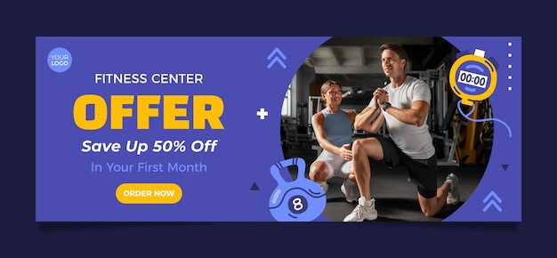 Bezpłatny wektor szablon banera sprzedaży w centrum fitness