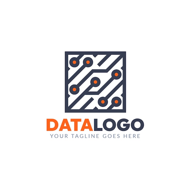 Szablon logo danych o płaskiej konstrukcji