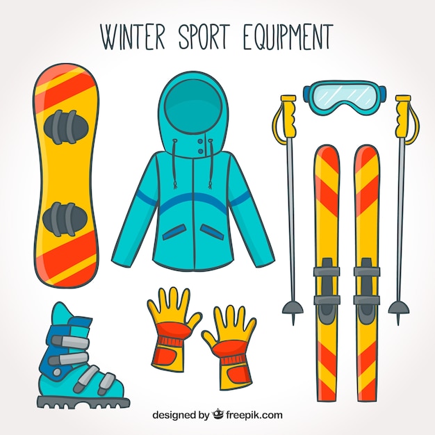 Bezpłatny wektor sprzęt do sportów zimowych