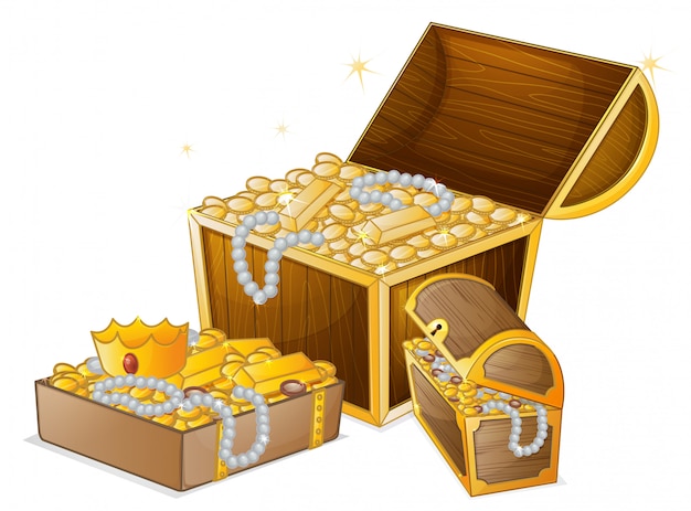 Bezpłatny wektor zestaw złotych skarbów