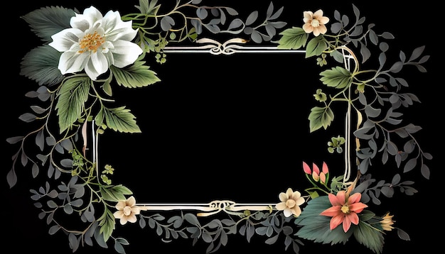 Bezpłatne zdjęcie elegancka kwadratowa ramka z generatywną sztuczną inteligencją do dekoracji kwiatów