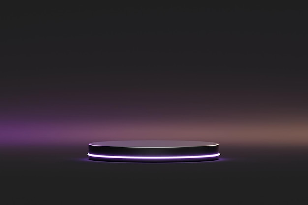 Bezpłatne zdjęcie podium z kolorowymi neonowymi felgami sceną do prezentacji produktu realistyczna nowoczesna makieta cokołu abstrakcyjne tło 3d render