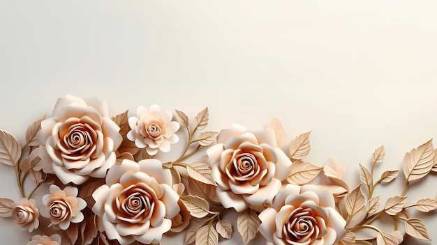 Bezpłatne zdjęcie tło z 3d kwitnącymi kwiatami róż