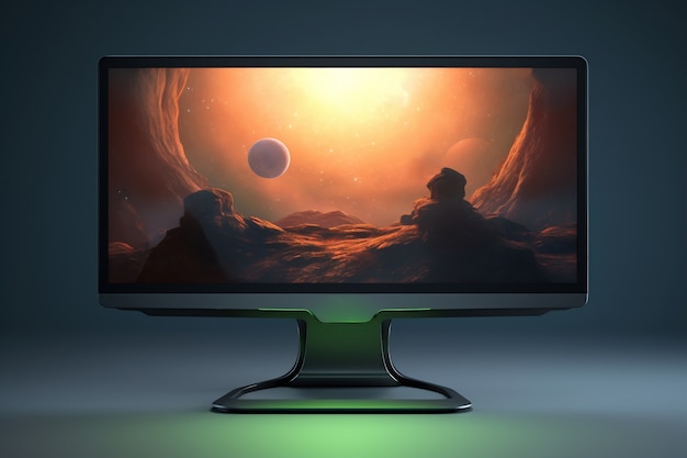 Bezpłatne zdjęcie wygląd wyświetlacza monitora komputera