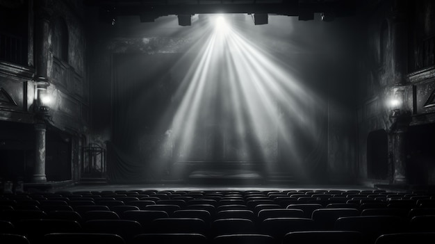 Bezpłatne zdjęcie widok czarno-białej sali teatralnej