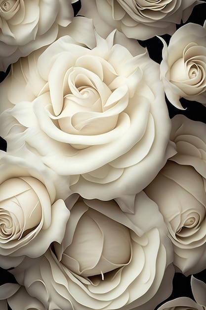 Bezpłatne zdjęcie widok z góry białe róże tło