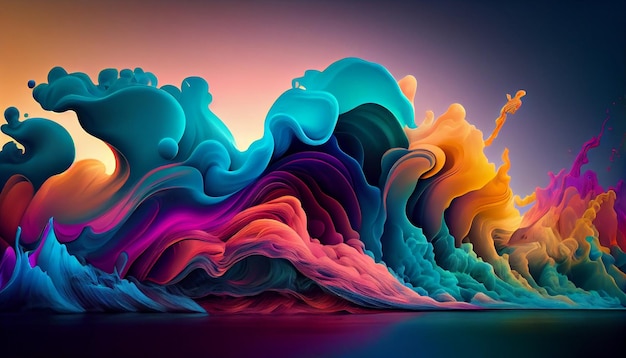 Bezpłatne zdjęcie Żywe kolory płyną w abstrakcyjnym wzorze fali generowanym przez sztuczną inteligencję
