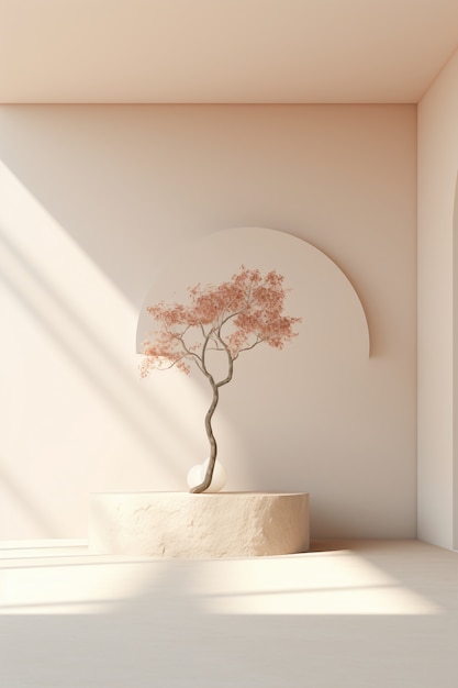 Bezpłatne zdjęcie 3d drzewo oświetlone światłem słonecznym