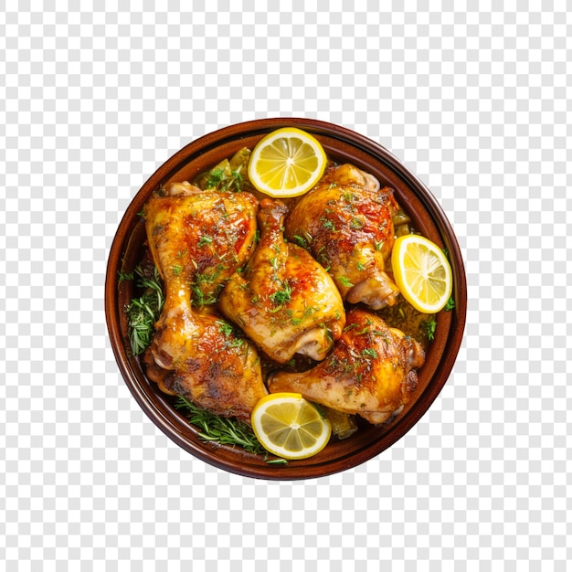 Bezpłatny plik PSD grillowany kurczak lub pieczony grill z przyprawami i pomidorem na przezroczystym tle