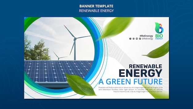 Bezpłatny plik PSD dynamiczny baner energii odnawialnej