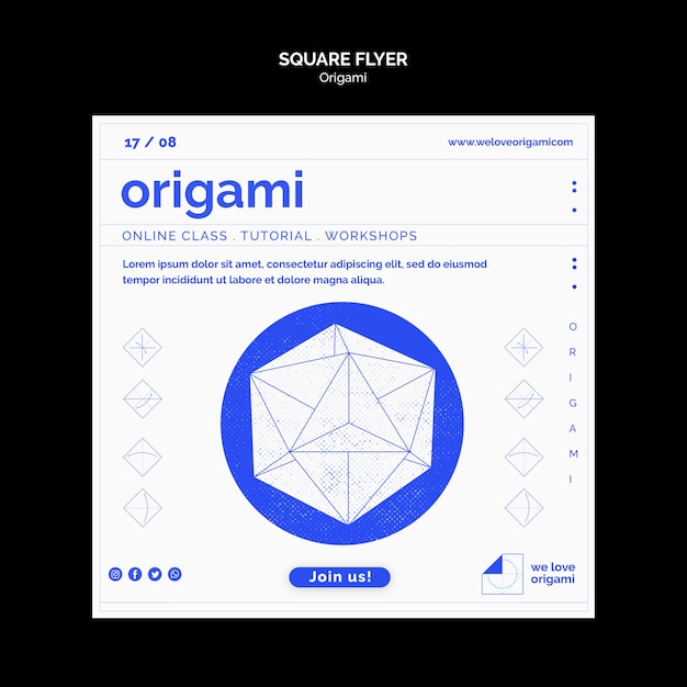 Bezpłatny plik PSD szablon ulotki origami