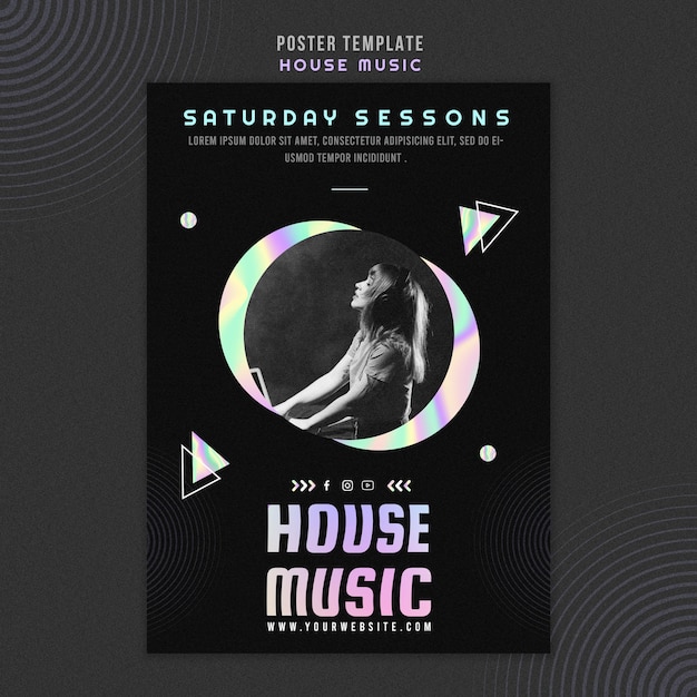 Bezpłatny plik PSD szablon plakatu muzyki house