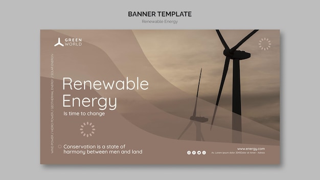 Bezpłatny plik PSD szablon projektu banera energii odnawialnej