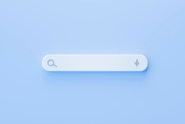Foto grátis motor de busca na web de pesquisa de barra branca em renderização 3d de fundo azul