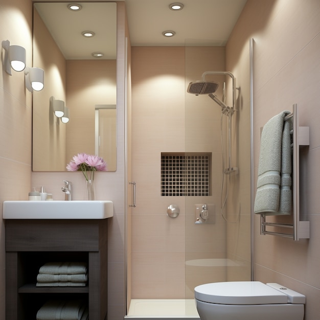 Foto grátis banheiro pequeno decorado em estilo moderno