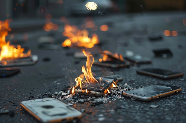 Foto grátis destruição da cena do smartphone