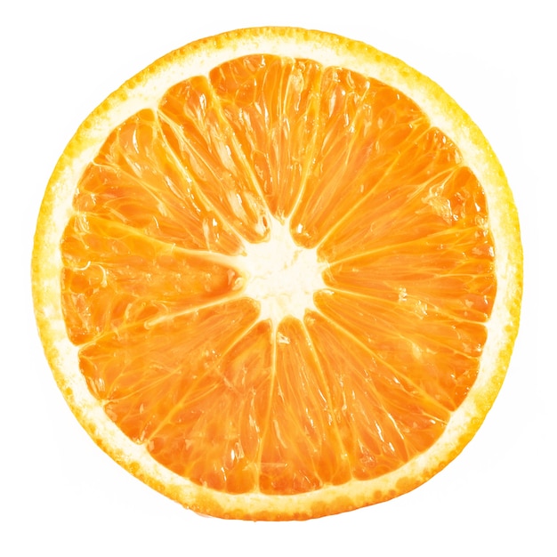 Foto grátis fatie a fruta cítrica laranja madura isolada no branco.