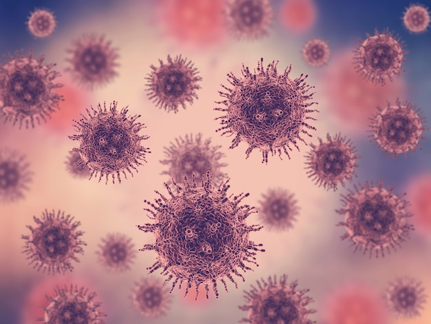 Foto grátis imagem médica 3d com células de vírus