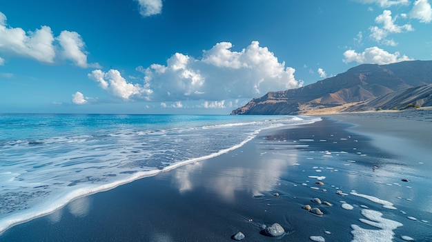 Foto grátis paisagem natural com areia preta na praia