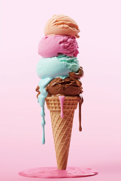 Foto grátis sorvete derretendo no cone