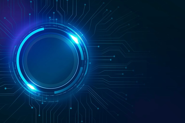 Foto grátis tecnologia futurista de fundo azul de circuito digital de círculo