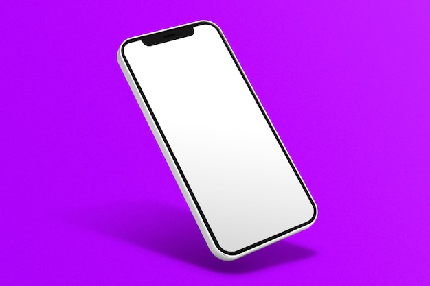 Foto grátis tela do telefone em branco em fundo roxo