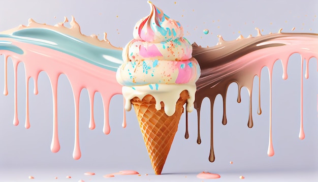 Foto grátis um deleite de verão colorido na ia generativa de sorvete derretido
