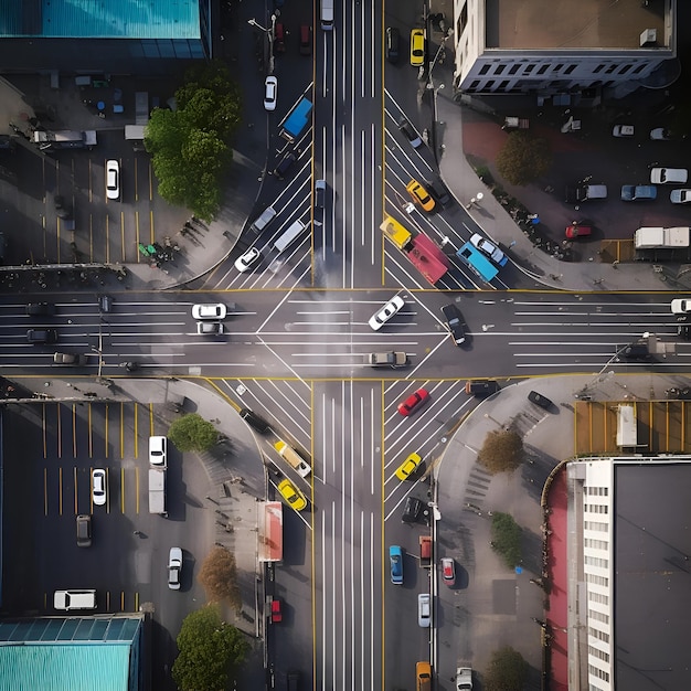 Foto grátis vista aérea do tráfego em uma estrada na cidade vista de cima