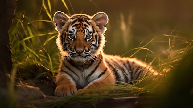 Foto grátis vista de um filhote de tigre selvagem