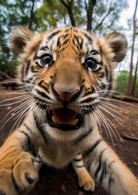 Foto grátis vista de um filhote de tigre selvagem