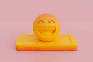 Foto grátis visualização 3d de emoji amarelo