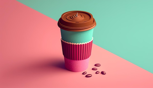 Foto grátis xícara de café em ai generativa de cor viva magenta