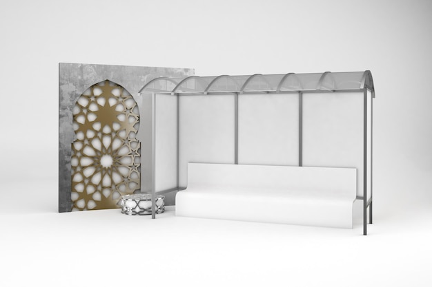 Kostenloses Foto arabische bushaltestelle rechte seite im weißen hintergrund