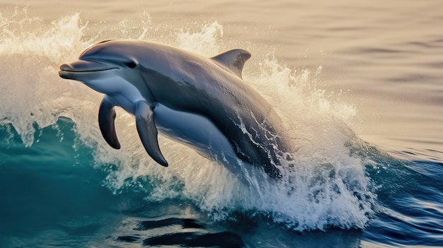 Kostenloses Foto delphin springt aus dem wasser