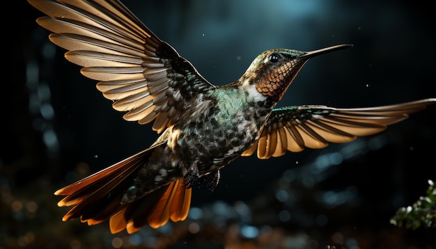 Kostenloses Foto die lebendige schönheit der kolibri-natur schwebt mitten in der luft und ernährt sich von nektar, der durch künstliche intelligenz erzeugt wird