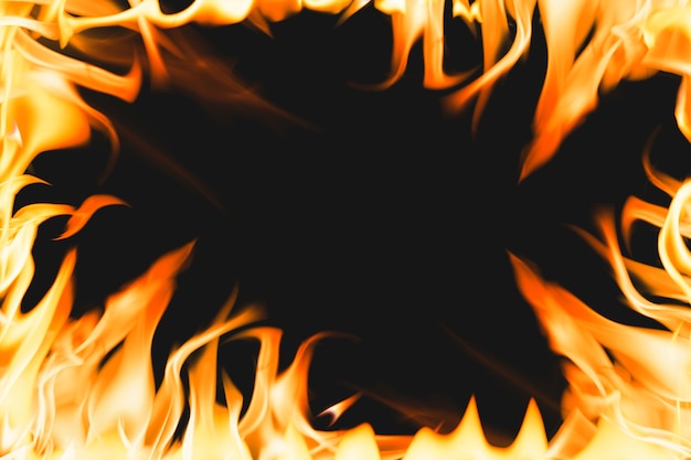 Kostenloses Foto flammender flammenhintergrund, realistisches feuerbild des orange rahmens
