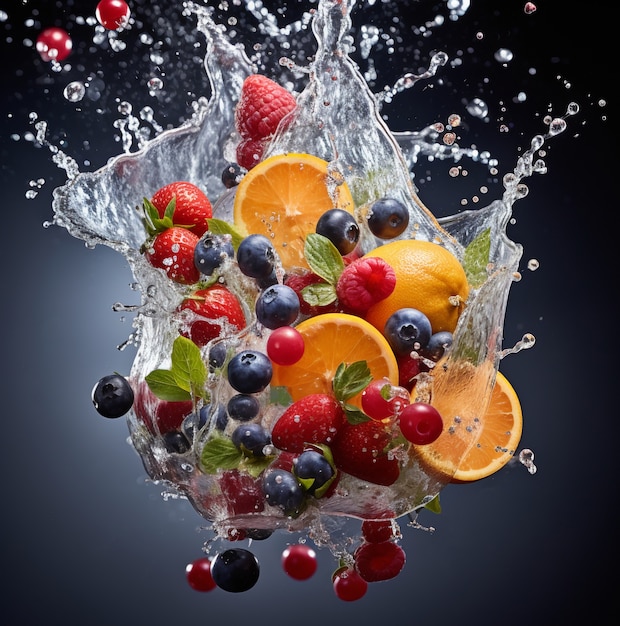 Kostenloses Foto köstliche früchte mit wasser