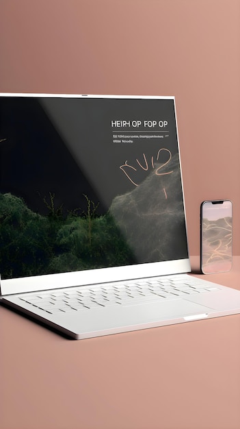 Kostenloses Foto laptop und handy auf dem tisch 3d-rendering