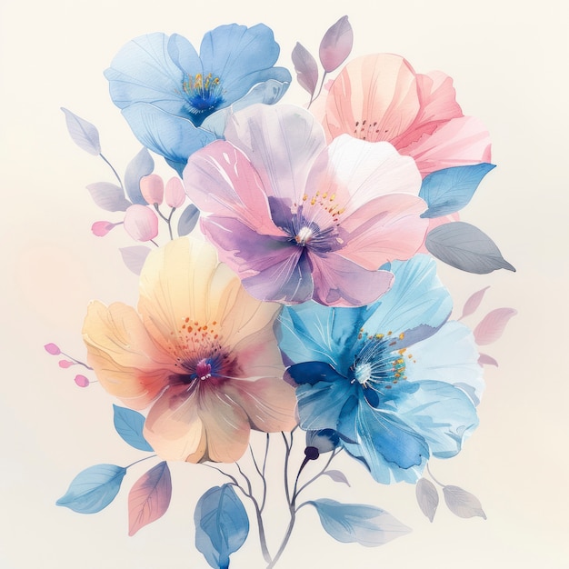 Kostenloses Foto wunderschönes aquarellblumenarrangement