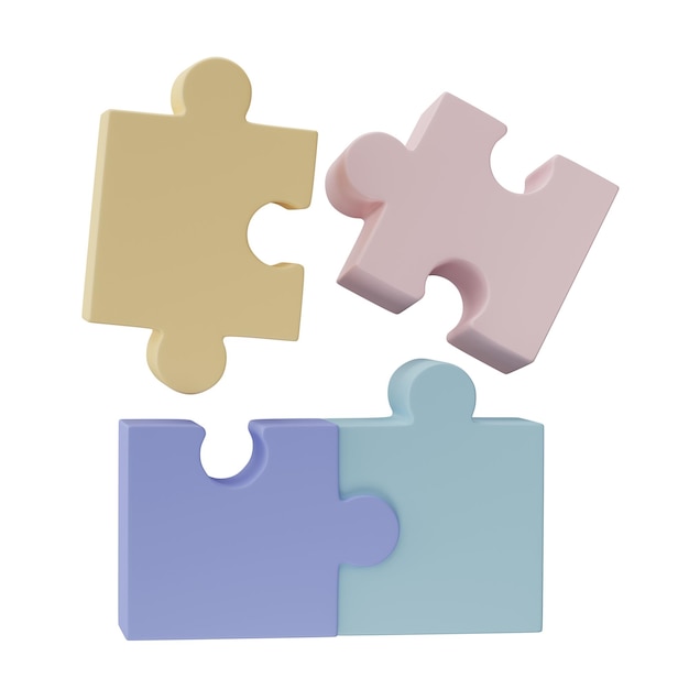 3D-Puzzleteile isoliert auf transparentem Hintergrund Problemlösungskonzept für die Verbindung von Kooperationspartnerschaften
