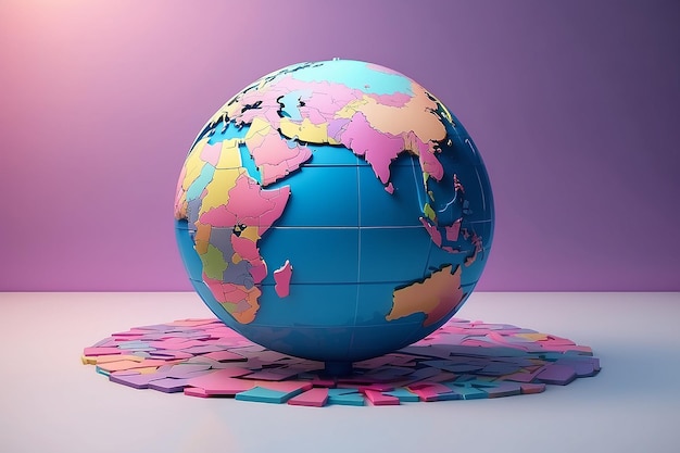 Foto 3d-rendering eines globus auf einem abstrakten hintergrund