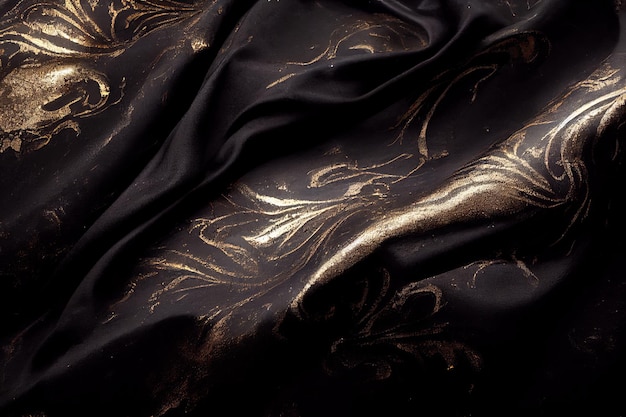 Tela de seda negra y dorada marrón oscuro Textura de lujo para papel tapiz