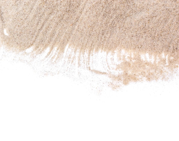 Foto textura de arena sobre fondo blanco.
