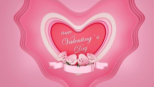 Foto valentinstag hintergrund im papierstil anlässlich der liebe auf einem rosa hintergrund 3d-rendering