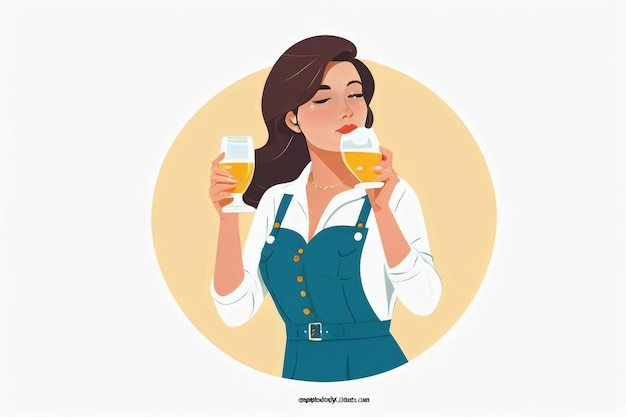 Foto vector plano de la mujer bebiendo