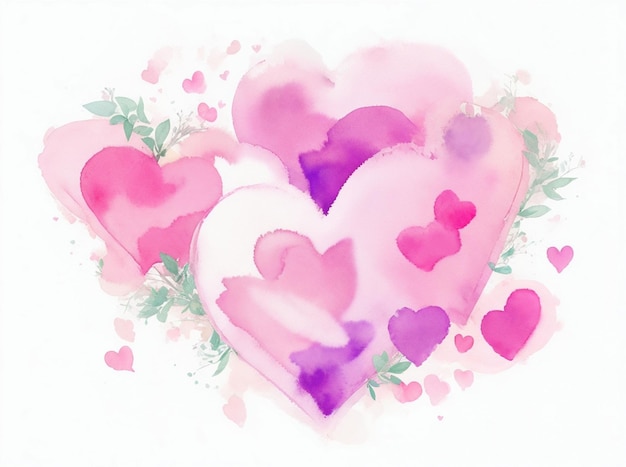 Foto abstrakte aquarell rote rosa herz hintergrund konzept liebe valentinstag grußkarte